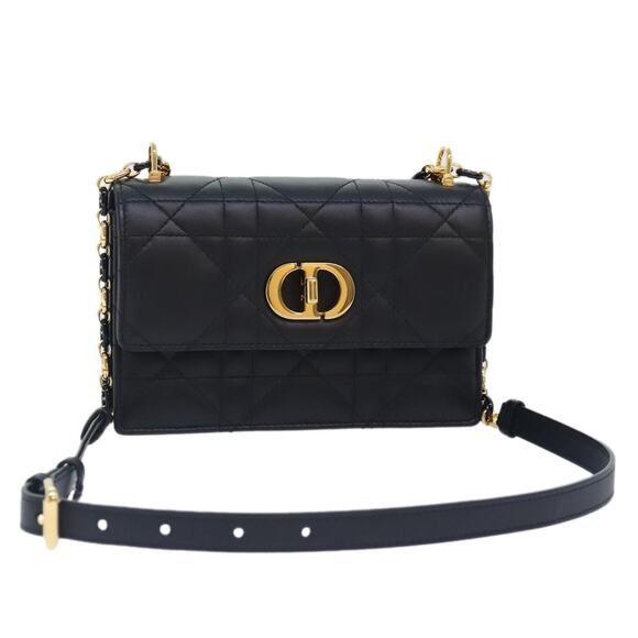 DIOR Miss Caro Micro Cannage Bag Lamb Skin Black Gold - Picture 1 of 14